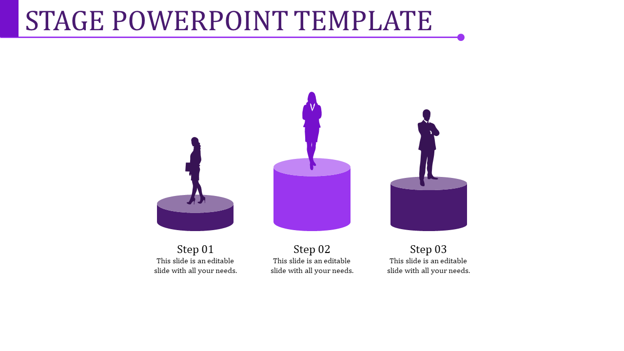 Our Predesigned Stage PowerPoint Template In Purple Color